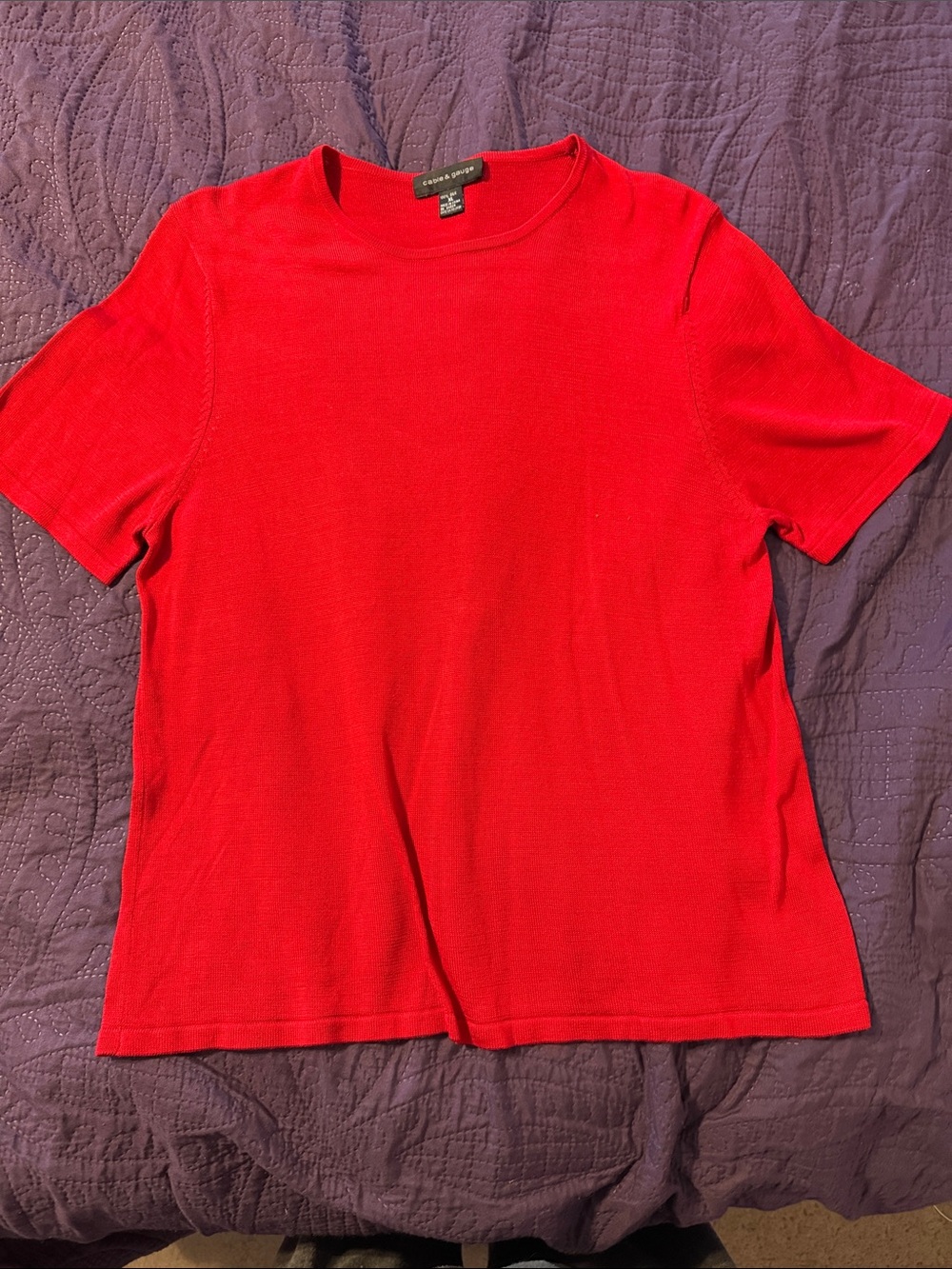 Cable & Gauge Bright Red Short Sleeve Crewneck Top - Women’s xl 100% silk